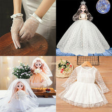 Load image into Gallery viewer, White Khaki Flocked Polka Dot Mesh Tulle Fabric High Quality Polyester Stretch DIY Dress Wedding Decoration Puff Skirt Net Cloth
