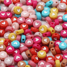 Load image into Gallery viewer, 200/300Pcs Mixed Charm Heart Acrylic Beads Flat Round Loose Spacer Beads For Needlework Diy Jewelry Making Bracelet Necklace
