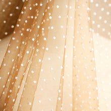 Load image into Gallery viewer, White Khaki Flocked Polka Dot Mesh Tulle Fabric High Quality Polyester Stretch DIY Dress Wedding Decoration Puff Skirt Net Cloth
