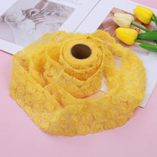 Load image into Gallery viewer, 5yard /roll 14colors Rose Flower 3D Chiffon Lace Trim Ribbon Fabric for Applique Sewing Wedding Headdress Decoration Accessories
