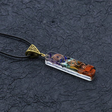 Load image into Gallery viewer, 7 Chakra Healing Crystal Orgone Energy Pendant Necklace Natural Colorful Chips Stone Orgonite Quartz Pendulum Amulet Reiki Gift
