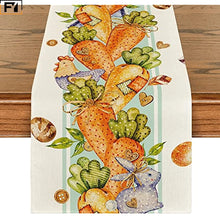 Load image into Gallery viewer, Carrot Bunny Happy Easter Table Runner Spring Summer Seasonal Holiday Kitchen Table Decoration Suitable Indoor Home
