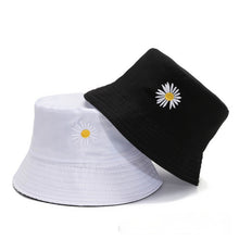 Load image into Gallery viewer, Summer Double-Sided Daisy Bucket Hats Women&#39;s Embroidery Hip Hop Panama Bob Caps Folded Beach Sun Fisherman Hat for Ladies Mens
