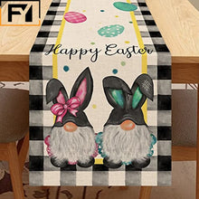 Load image into Gallery viewer, Carrot Bunny Happy Easter Table Runner Spring Summer Seasonal Holiday Kitchen Table Decoration Suitable Indoor Home
