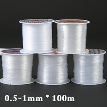 Load image into Gallery viewer, 100m Strong Elastic Crystal Beading Thread Cord Jewelry Making Necklace Bracelet DIY Beads String Stretchable Thickness 0.4-1mm
