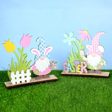 Load image into Gallery viewer, Easter Decorations Wooden Signs DIY Wood Craft for Spring Easter Rabbit Flower Gnome Ornament Desktop Centerpieces Decor Sign
