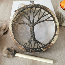 Load image into Gallery viewer, Vegan Shaman Drum Handmade Crafts Fashion Shaman Drum Desktop Ornament Sound Healing Tool
