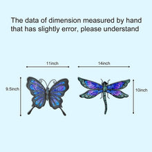 Load image into Gallery viewer, HONGLAND Metal Butterfly Dragonfly 2 Pieces Garden Decoration Sculpture Statue for Wall Art Ornaments of  Patio Yard Garden
