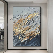 Load image into Gallery viewer, Abstract 3D Gold Thick Art Handmade Oil Painting Canvas Gold Paintings Wall Pictures Art Wall Artwork For Dining Room Unframed
