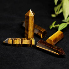 Load image into Gallery viewer, Raw Natural Tiger Eye Jade Quartz Crystal Point Hexagonal Wand 40-80mm
