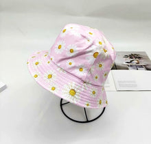 Load image into Gallery viewer, Summer Double-Sided Daisy Bucket Hats Women&#39;s Embroidery Hip Hop Panama Bob Caps Folded Beach Sun Fisherman Hat for Ladies Mens
