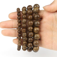 Load image into Gallery viewer, 6/8/10/12mm Men Vintage Bracelet Original Wooden Beads Meditation Prayer Buddha Stretch Bracelets&amp;Bangle Women Yoga Jewelry Gift
