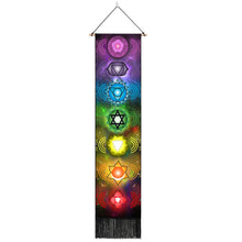 Load image into Gallery viewer, Seven Chakra Tapestry Vertical Wall Hanging Tree Of Life Tapestry Tassel Yoga Meditation Tapestry for Bedroom Living Decoration
