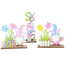 Load image into Gallery viewer, Easter Decorations Wooden Signs DIY Wood Craft for Spring Easter Rabbit Flower Gnome Ornament Desktop Centerpieces Decor Sign
