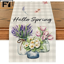 Load image into Gallery viewer, Carrot Bunny Happy Easter Table Runner Spring Summer Seasonal Holiday Kitchen Table Decoration Suitable Indoor Home
