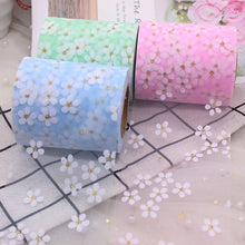 Load image into Gallery viewer, 6cm 5Yards Floret Tulle Daisy Ribbon Roll DIY Handmade Craft Hair Ornament Baking Cherry Blossoms Printed Mesh Fabric Supplies
