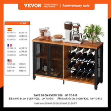 Load image into Gallery viewer, VEVOR Industrial Bar Cabinet Wine Bar Cabinet Table with Wine Rack &amp; Glass Holder for Dining Living Room 47/55 Inch Rustic Oak
