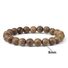 Load image into Gallery viewer, 6/8/10/12mm Men Vintage Bracelet Original Wooden Beads Meditation Prayer Buddha Stretch Bracelets&amp;Bangle Women Yoga Jewelry Gift
