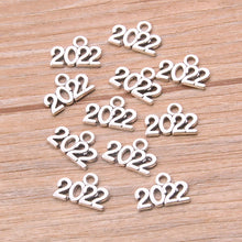 Load image into Gallery viewer, 60PCS 10*14mm Metal Alloy Photo Color Years Charms 2022 2023 2024 2025 Pendant For Jewelry Making DIY Handmade Craft
