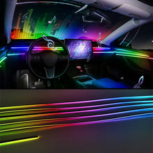 Load image into Gallery viewer, Full Color Streamer Car Ambient Lights RGB 64 Color Universal LED Interior Hidden Acrylic Strip Symphony Atmosphere Lamp
