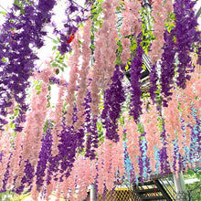 Load image into Gallery viewer, 12PCS Wisteria Artificial Flower Hanging Wreath Rattan Artificial Flower String Arch Wedding Home Decoration Garden Decoration
