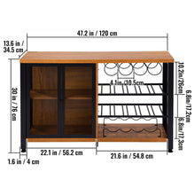 Load image into Gallery viewer, VEVOR Industrial Bar Cabinet Wine Bar Cabinet Table with Wine Rack &amp; Glass Holder for Dining Living Room 47/55 Inch Rustic Oak
