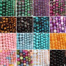 Load image into Gallery viewer, 4/10mm Natural Stone Beads Tiger Eye Amazonite Rose quartz Turquoises Obsidian Agates Beads For Jewelry Making DIY Bracelet
