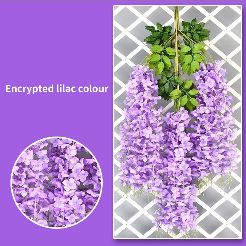 12PCS Wisteria Artificial Flower Hanging Wreath Rattan Artificial Flower String Arch Wedding Home Decoration Garden Decoration