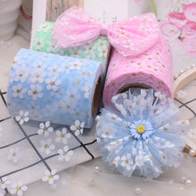 Load image into Gallery viewer, 6cm 5Yards Floret Tulle Daisy Ribbon Roll DIY Handmade Craft Hair Ornament Baking Cherry Blossoms Printed Mesh Fabric Supplies
