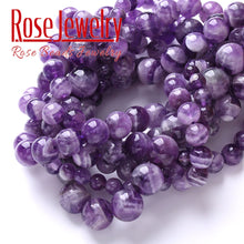 Load image into Gallery viewer, 4-6-8-10-12 mm Wholesale Natural Stone Dream Lace Color Purple Amethysts Crystals Round Loose Beads; Strand
