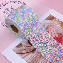 Load image into Gallery viewer, 5yards/lot 60mm 80mm Sequins Organza Stain Ribbon for Gift Bow Packaging Clothes Sewing Accessories Decoration
