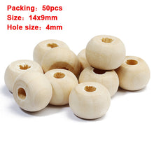 Load image into Gallery viewer, 20-500pcs/Lot 12mm Vintage Natural Big Hole Wooden Beads For Necklace Bracelet Charms for Diy Jewelry Making Hair Accessories
