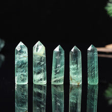 Load image into Gallery viewer, 50-80mm Raw Natural Green Fluorite Hexagonal Wand Quartz Crystal Point Obelisk
