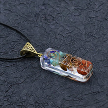 Load image into Gallery viewer, 7 Chakra Healing Crystal Orgone Energy Pendant Necklace Natural Colorful Chips Stone Orgonite Quartz Pendulum Amulet Reiki Gift
