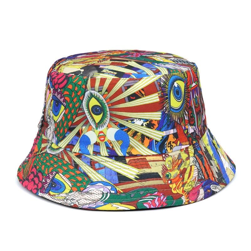 2023 Summer Bucket Hat Hip Hop Men Print Fisherman Caps Streetwear Double-sided Hats For Women Beach Cap Unisex Panama Hat