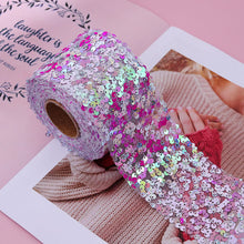 Load image into Gallery viewer, 5yards/lot 60mm 80mm Sequins Organza Stain Ribbon for Gift Bow Packaging Clothes Sewing Accessories Decoration
