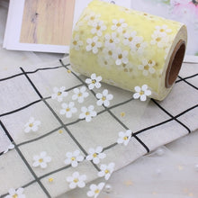 Load image into Gallery viewer, 6cm 5Yards Floret Tulle Daisy Ribbon Roll DIY Handmade Craft Hair Ornament Baking Cherry Blossoms Printed Mesh Fabric Supplies
