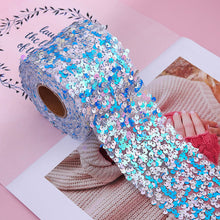 Load image into Gallery viewer, 5yards/lot 60mm 80mm Sequins Organza Stain Ribbon for Gift Bow Packaging Clothes Sewing Accessories Decoration
