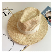 Load image into Gallery viewer, 2023 Summer Natural Raffia Straw Hat Large Wide Brim Sun Hats for Women  Panama Ladies UPF Travel Holiday Beige Beach Floppy Hat
