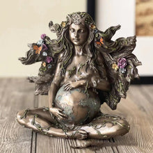 Load image into Gallery viewer, Mother Earth Statue Gaia Fairy with Butterfly Decorative Buddha Figurine Goddess Healing Chakra Meditation Mythic Home Decor
