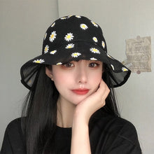 Load image into Gallery viewer, Summer Double-Sided Daisy Bucket Hats Women&#39;s Embroidery Hip Hop Panama Bob Caps Folded Beach Sun Fisherman Hat for Ladies Mens
