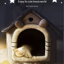 Load image into Gallery viewer, Soft Cat Bed Deep Sleep House Dog Cat Winter House Removable Cushion Enclosed Pet Tent For Kittens Puppy Cama Gato Supplies
