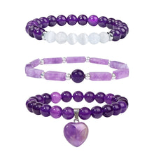 Load image into Gallery viewer, Natural Amethysts Bracelet Set Body-purify Slimming Healing Stone Bracelets For Women Men Loss Weight Yoga Meditation Jewelry
