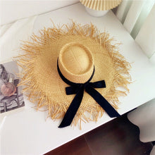 Load image into Gallery viewer, 2023 Summer Natural Raffia Straw Hat Large Wide Brim Sun Hats for Women  Panama Ladies UPF Travel Holiday Beige Beach Floppy Hat
