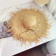 Load image into Gallery viewer, 2023 Summer Natural Raffia Straw Hat Large Wide Brim Sun Hats for Women  Panama Ladies UPF Travel Holiday Beige Beach Floppy Hat
