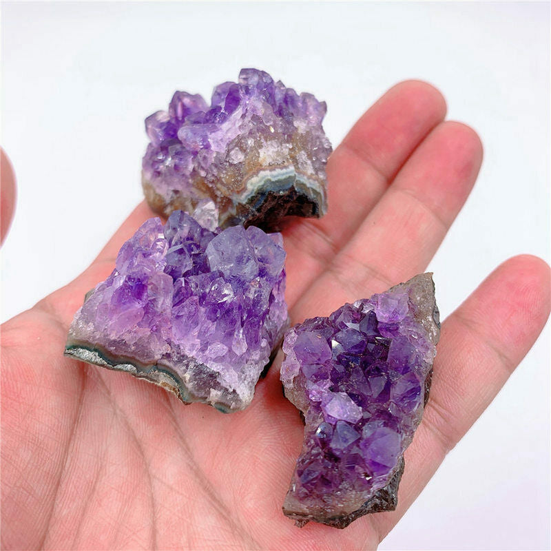 Natural Raw Purple Brazilian Amethyst Quartz Crystal Cluster