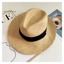 Load image into Gallery viewer, 2023 Summer Natural Raffia Straw Hat Large Wide Brim Sun Hats for Women  Panama Ladies UPF Travel Holiday Beige Beach Floppy Hat
