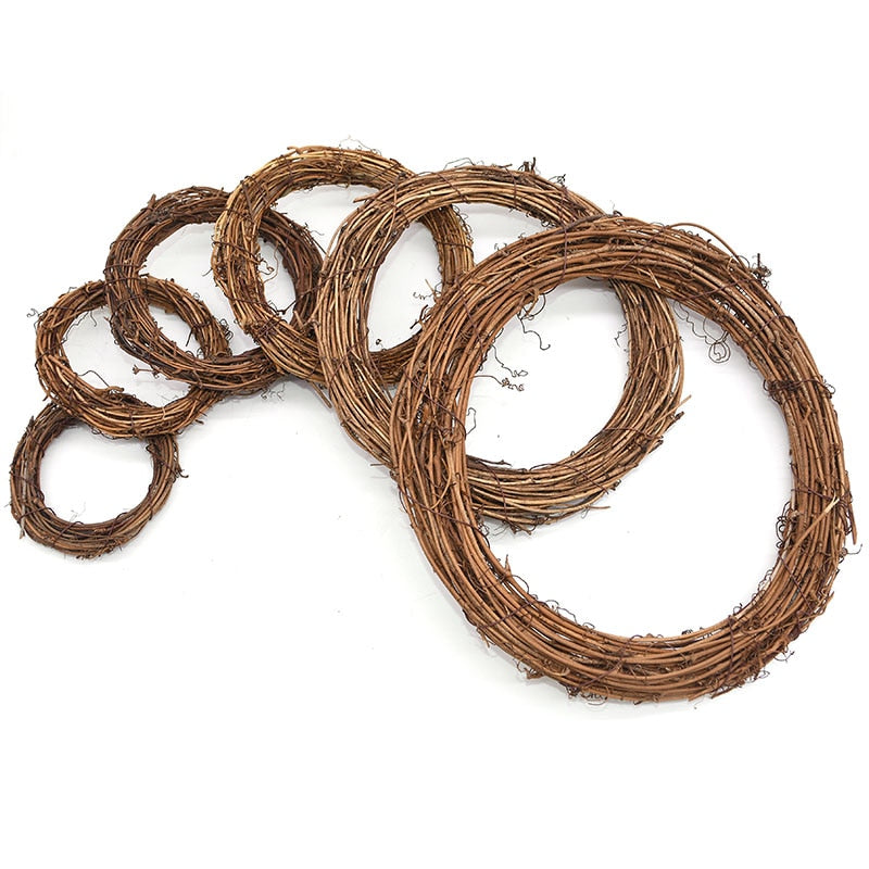 10/12/15/20/25/30cm Round Natural Rattan Ring Christmas Garland Hanging Ornament DIY Floral Wreath Wedding Decoration Home Decor