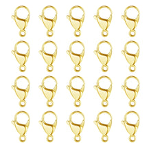 Load image into Gallery viewer, 20pcs/lot 18K Gold Plated Stainless Steel Lobster Clasp DIY Jewelry Finding Supplies 9-15mm Bracelet Necklace Making Clasps
