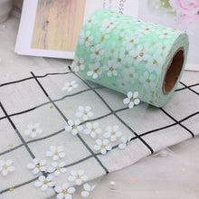 Load image into Gallery viewer, 6cm 5Yards Floret Tulle Daisy Ribbon Roll DIY Handmade Craft Hair Ornament Baking Cherry Blossoms Printed Mesh Fabric Supplies
